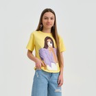 Футболка для девочки KAFTAN: Selfie, жёлтая, рост 134-140 см - Фото 1