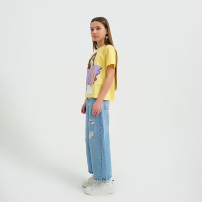 Футболка для девочки KAFTAN Selfie, рост 164-170 см, жёлтая