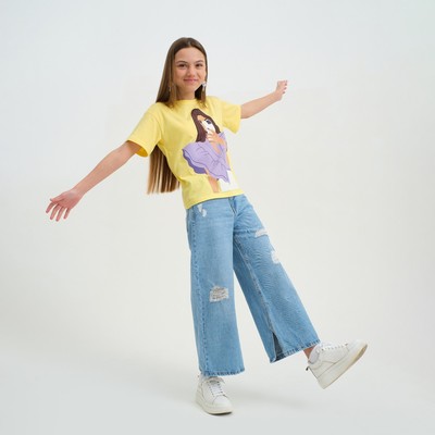 Футболка для девочки KAFTAN Selfie, рост 164-170 см, жёлтая