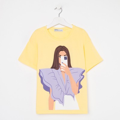 Футболка для девочки KAFTAN Selfie, рост 164-170 см, жёлтая