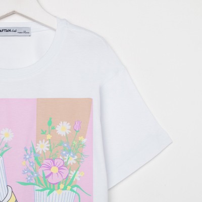 Футболка для девочки KAFTAN Selfie, рост 158-164 см, белая