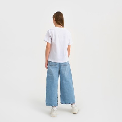 Футболка для девочки KAFTAN Selfie, рост 158-164 см, белая