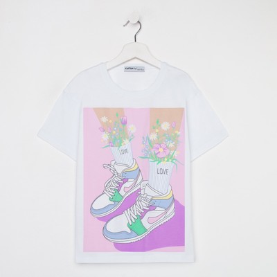 Футболка для девочки KAFTAN Selfie, рост 158-164 см, белая