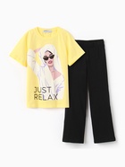 Пижама детская для девочки KAFTAN Selfie, рост 146-152 см, жёлтый/чёрный - Фото 8