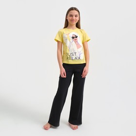 Пижама детская для девочки KAFTAN "Selfie", рост 158-164, желтый/черный