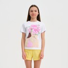 Пижама для девочки KAFTAN "Selfie", рост 134-140, цвет белый/жёлтый - фото 24005996