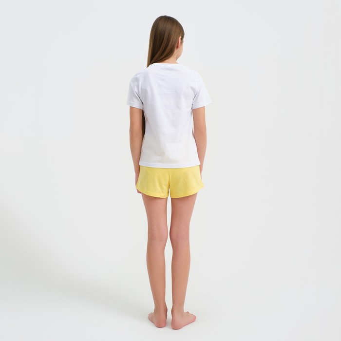 Пижама для девочки KAFTAN "Selfie", рост 134-140, цвет белый/жёлтый - фото 1907425857