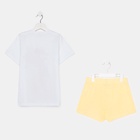 Пижама для девочки (футболка и шорты) KAFTAN: Selfie, размер 42 (164-170 см), бело-жёлтая - Фото 15