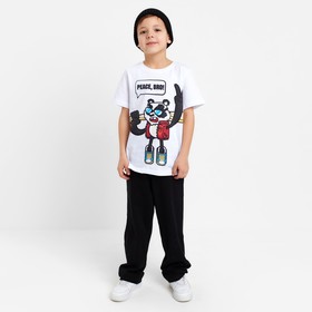 Комплект для мальчика (футболка, брюки) KAFTAN 'Hype', рост 134-140, цвет белый/чёрный