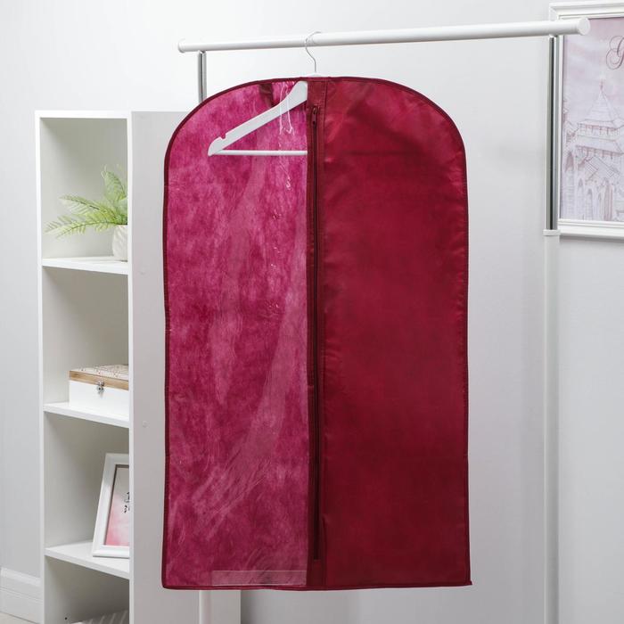 Чехол для одежды 60×100 см, спанбонд, цвет бордо - Фото 1