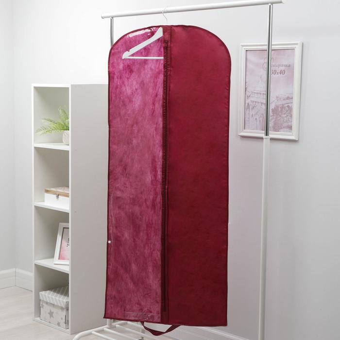 Чехол для одежды 60×140 см, спанбонд, цвет бордо - Фото 1