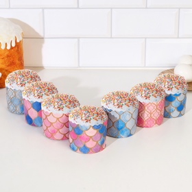 Форма для выпечки кулича бумажная Деко-про «Витражи», одноразовая, 7?6 см, МИКС (комплект 2000 шт)