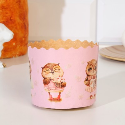 Форма для кулича бумажная Деко-про «Совушки», 7×6 см, МИКС