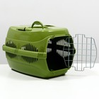 Переноска для животных до 12 кг "Пижон" 49х33х32см, металлическая дверь, оливковая - Фото 4