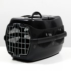 Переноска для животных до 12 кг "Пижон" 49х33х32см, металлическая дверь, черная - Фото 2