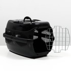 Переноска для животных до 12 кг "Пижон" 49х33х32см, металлическая дверь, черная - Фото 4