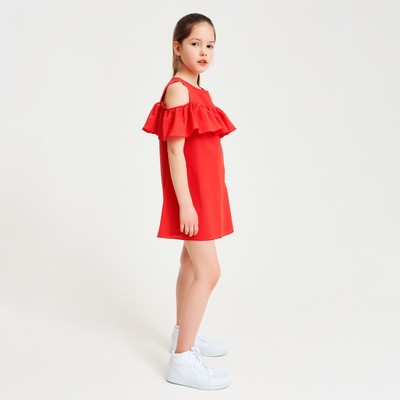 Платье для девочки MINAKU: Cotton Collection, цвет терракот, рост 122 см