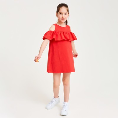 Платье для девочки MINAKU: Cotton Collection, цвет терракот, рост 122 см