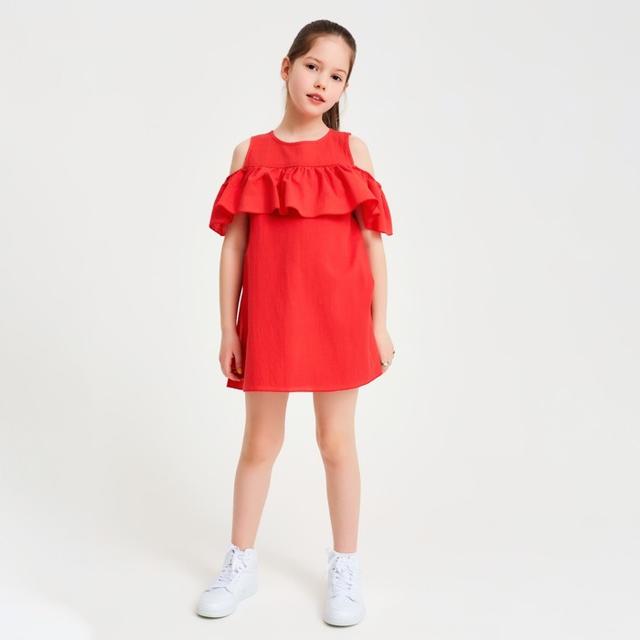 Платье для девочки MINAKU: Cotton Collection, цвет терракот, рост 146 см