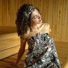 Набор для сауны Этель "Леопард" парео с бантиком+полотенце 80х150 см+повязка,100% хл 7620926