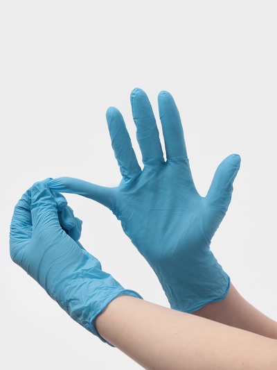 Перчатки нитриловые, неопудренные, нестерильные, размер M, 50 пар, голубые