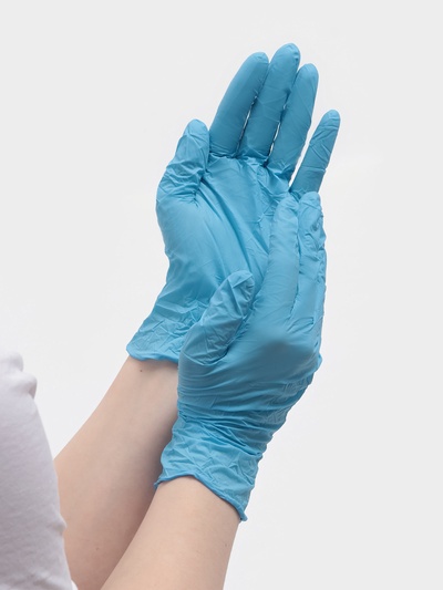 Перчатки нитриловые, неопудренные, нестерильные, размер M, 50 пар, голубые