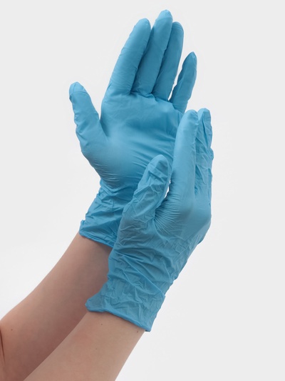 Перчатки нитриловые, неопудренные, нестерильные, размер M, 50 пар, голубые