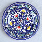 Тарелка Риштанская Керамика "Цветы", синяя, плоская, 17 см - Фото 2