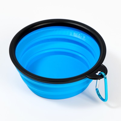 Миска складная, 350 мл, 13 см, силикон, металл, синяя