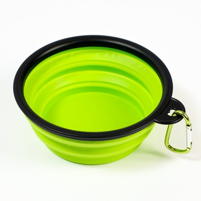 Миска складная, 350 мл, 13 см, силикон, металл, зелёная