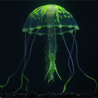 Декор для аквариума "Медуза" силиконовая, флуоресцентная, 10 х 10 х 20,5 см, желтая