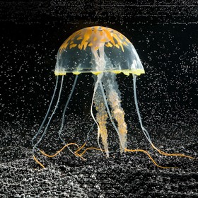 Декор для аквариума "Медуза" силиконовая, с неоновым эффектом, 10 х 10 х 20,5 см, оранжевая