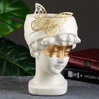 Кашпо - ваза "Лицо с повязкой" 21х18х14см, бело-золотое 7387206