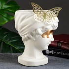 Кашпо - ваза "Лицо с повязкой" 21х18х14см, бело-золотое 7387206