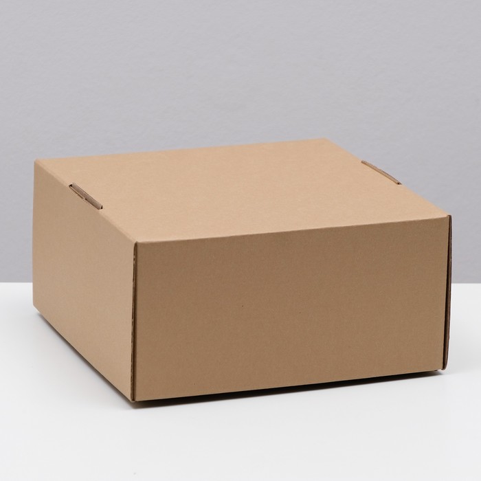 Коробка самосборная, крафт, бурая, 23 х 23 х 12 см - Фото 1