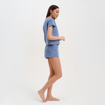 Пижама женская (футболка, шорты) KAFTAN Basic, размер 40-42, синяя