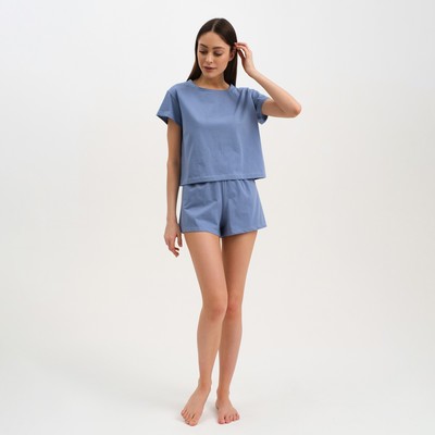 Пижама женская (футболка, шорты) KAFTAN Basic, размер 40-42, синяя