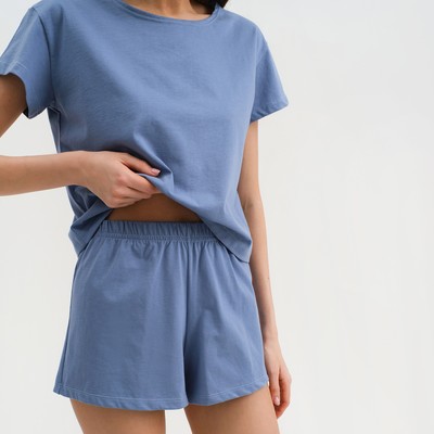 Пижама женская (футболка, шорты) KAFTAN Basic, размер 40-42, синяя