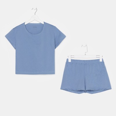 Пижама женская (футболка, шорты) KAFTAN Basic, размер 40-42, синяя