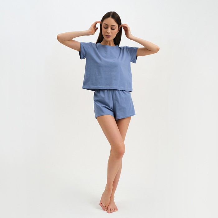 Пижама женская (футболка и шорты) KAFTAN Basic размер 48-50, цвет синий