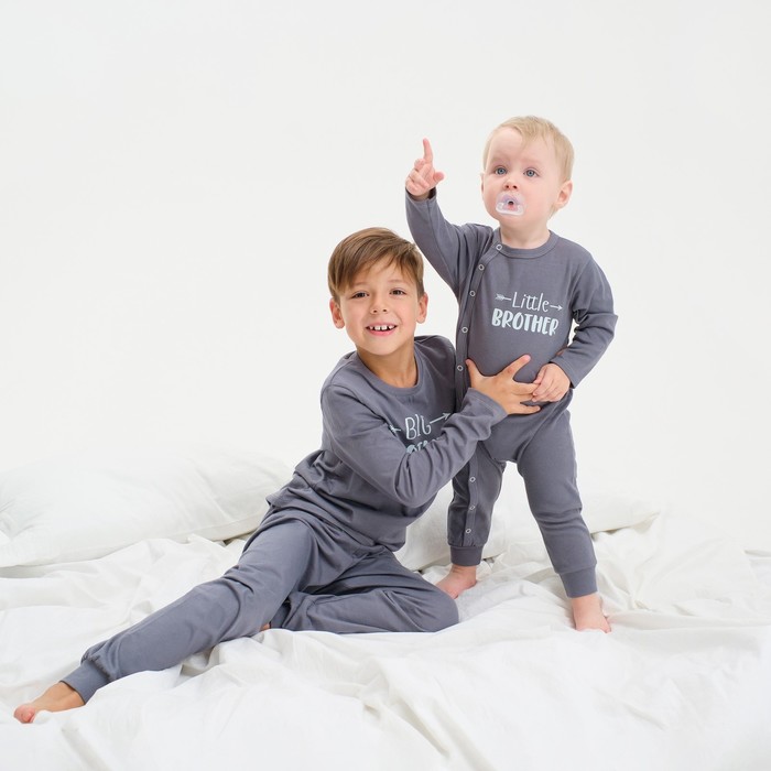 Комбинезон Крошка Я «Brother», рост 68-74 см, цвет тёмно-серый - Фото 1