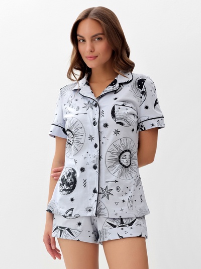 Пижама женская (рубашка и шорты) KAFTAN Magic night размер 44-46, цвет голубой