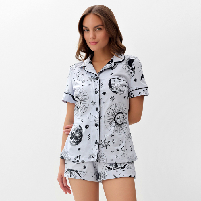 Пижама женская (рубашка, шорты) KAFTAN Magic night, размер 48-50, голубая - Фото 1