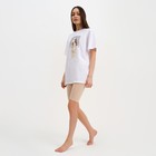 Пижама женская (футболка и шорты) KAFTAN Coffee размер 40-42, цвет белый - Фото 4