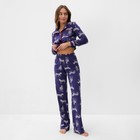 Пижама женская (рубашка и брюки) KAFTAN Zebra размер 48-50, цвет синий 7456457 - фото 11694881