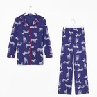 Пижама женская (рубашка и брюки) KAFTAN Zebra размер 48-50, цвет синий 7456457 - фото 11694884