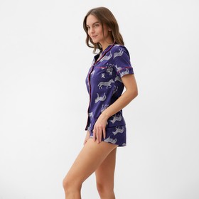 Пижама женская (рубашка и шорты) KAFTAN Zebra размер 40-42, цвет синий