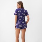 Пижама женская (рубашка и шорты) KAFTAN Zebra размер 40-42, цвет синий - Фото 4