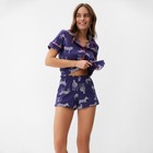 Пижама женская (рубашка и шорты) KAFTAN Zebra размер 40-42, цвет синий - Фото 5