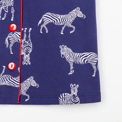 Пижама женская (рубашка, шорты) KAFTAN Zebra, размер 44-46, синяя